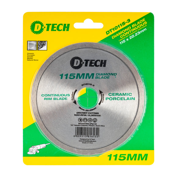 Image of a DIAMOND BLADE CONTINUOUS RIM 115X22,23MM CERAMIC/PORCELAIN