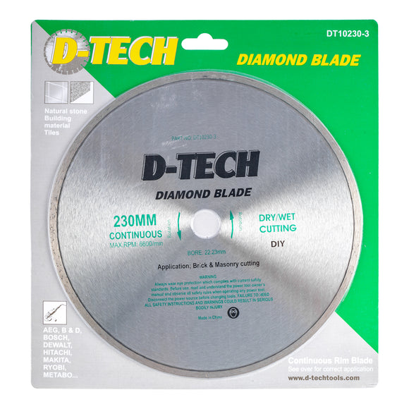 Image of a DIAMOND BLADE CONTINUOUS RIM 230X22,23MM CERAMIC/PORCELAIN