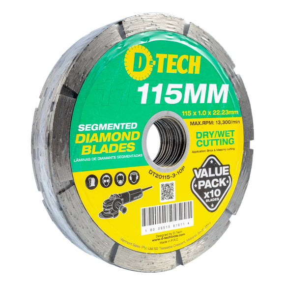 Image of a DIAMOND BLADE SEGMENTED 115 X 22.23 BRICK & MASONRY 10PACK