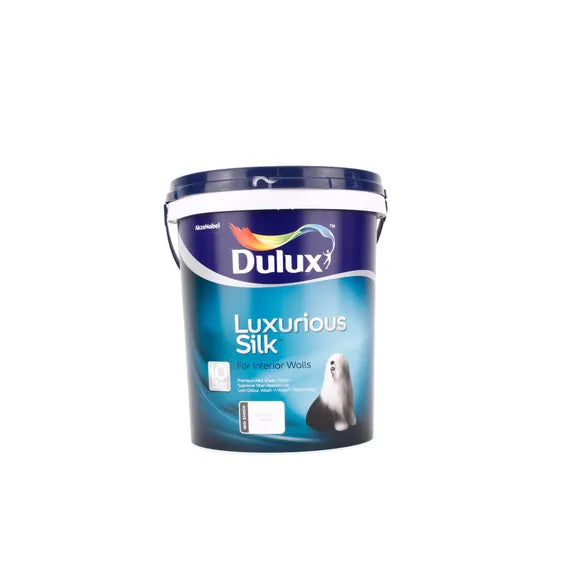 Dulux Luxurious Silk paint container on a white background