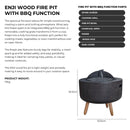 Image of a CASA CALORE Firepit Enji 53cm with Braai function and Cover on Wooden Legs 2