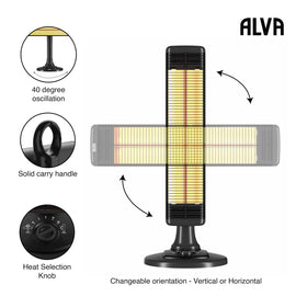 Alva -Electric Infrared Heater -  Carbon Fibre Tube  Oscillation & Adjustable   Directional Head - 0
