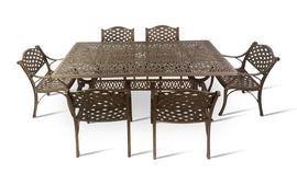 Anray 6 Seater Lattice with 190cm x 110cm Patio Table Set RECTANGLE - Copper