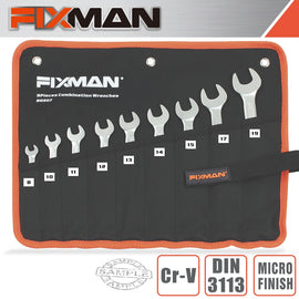 Image of a FIXMAN 9PCS COMBINATION SPANNER SET 8-10-11-12-13-14-15-17-19