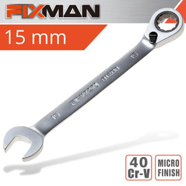 Image of a FIXMAN REVERSIBLE COMBINATION RATCHETING WRENCH 15MM