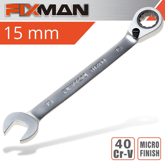 Image of a FIXMAN REVERSIBLE COMBINATION RATCHETING WRENCH 15MM