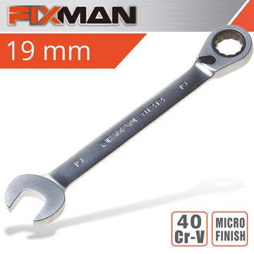 Image of a FIXMAN REVERSIBLE COMBINATION RATCHETING WRENCH 19MM