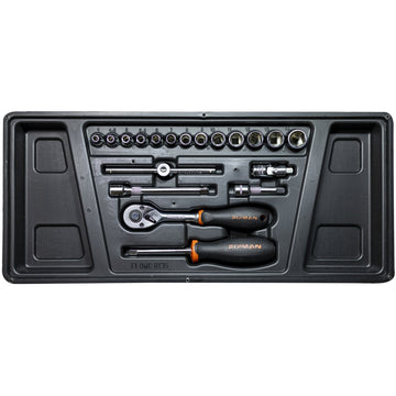 Image of a FIXMAN TRAY 19 PIECE 1/4' DRIVE SOCKETS AND ACCESSORIES