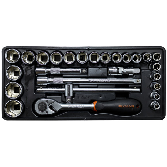 Image of a FIXMAN TRAY 26 PIECE 1/2' DRIVE SOCKETS AND ACCESSORIES