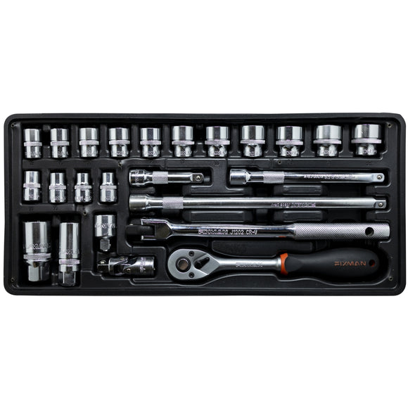 Image of a FIXMAN TRAY 24 PIECE 3/8' DRIVE SOCKETS AND ACCESSORIES