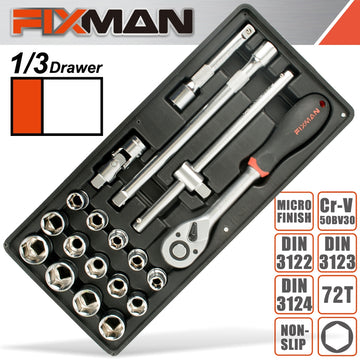 Image of a FIXMAN 19-PC 1/2' DR.SOCKETS & ACCESSORIES