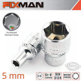 Image of a FIXMAN 1/4' DRIVE HEX SOCKET 5MM