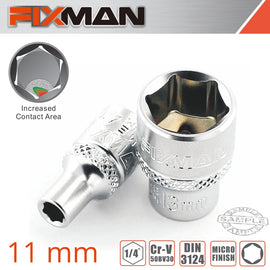 Image of a FIXMAN 1/4' DRIVE HEX SOCKET 11MM