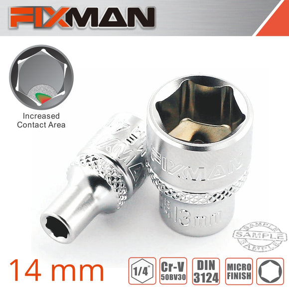 Image of a FIXMAN 1/4' DRIVE HEX SOCKET 14MM