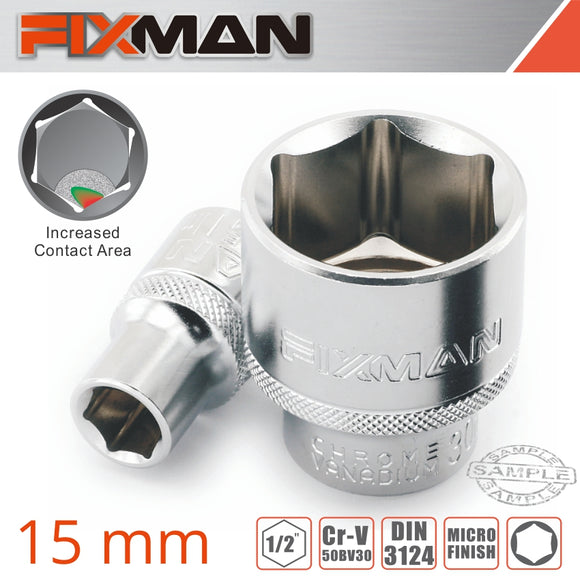 Image of a FIXMAN 1/2' DRIVE HEX SOCKET 15MM X 21.8MM