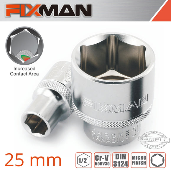 Image of a FIXMAN 1/2' DRIVE HEX SOCKET 25MM X 33.8MM