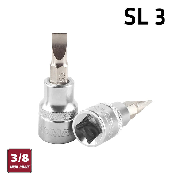 Image of a FIXMAN 3/8' DR.BIT SOCKET SL3 SLOTTED SCREWDRIVER BIT