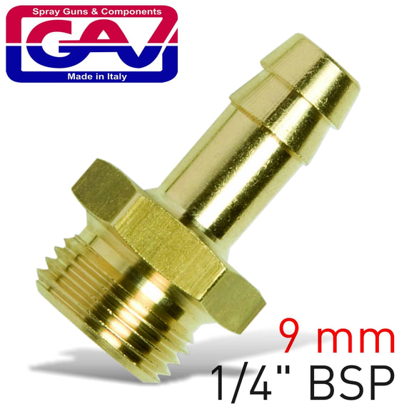 Image of a BRASS HOSE TAIL 1/4 M X 9MM