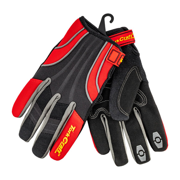 Image of a Tork Craft Mechanic Glove X-small Synt.leather Reinforced Palm Spandex Red