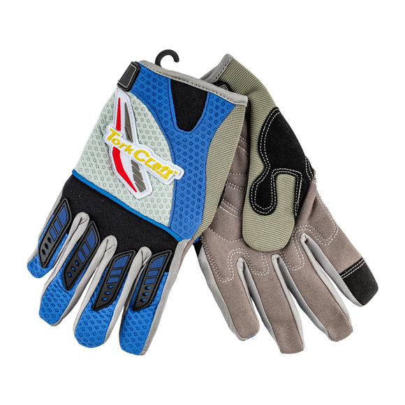 Image of a Tork Craft Mechanics Glove X Large Synthetic Leather Palm Air Mesh Back Blue