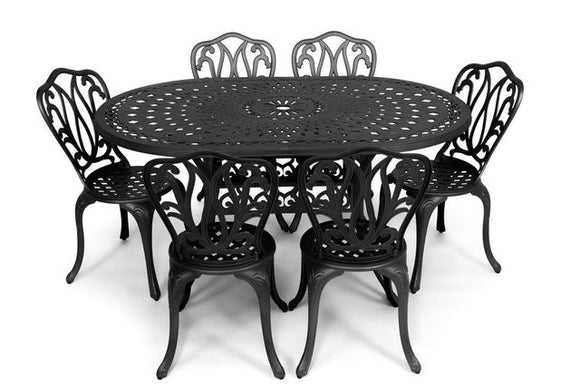 Anray 6 Seater Lisa with 150cm x 96cm Patio Table Set OVAL - Black