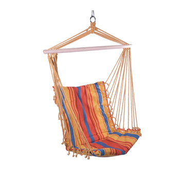 image of Seagull Hanging Hammock Chair Multi-Colour Stripe 100cm Max 150kg