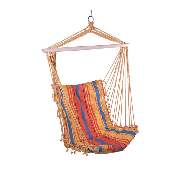 image of Seagull Hanging Hammock Chair Multi-Colour Stripe 100cm Max 150kg