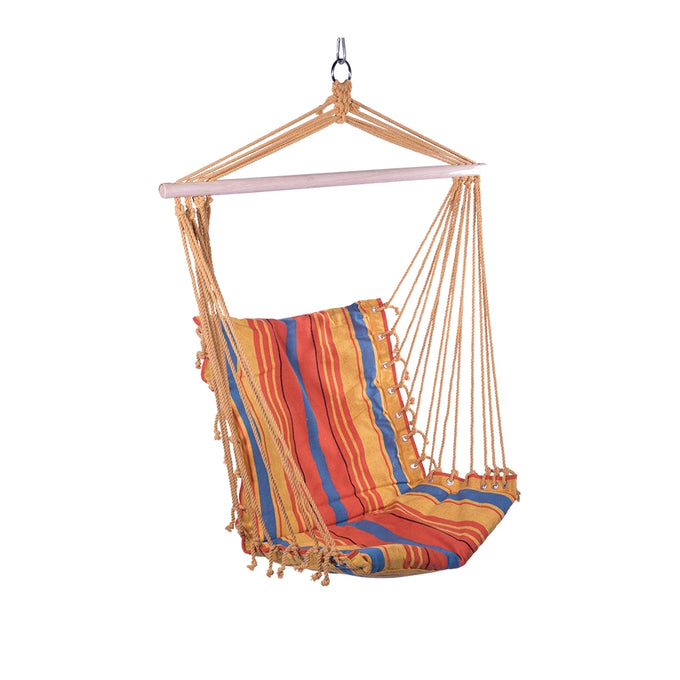 image of Seagull Hanging Hammock Chair Multi-Colour Stripe 100cm Max 150kg