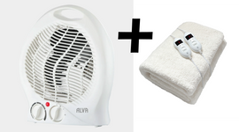 Alva Fan Heater 1000/ 2000W & Double Sherpa Electric Blanket 137x188 Combo