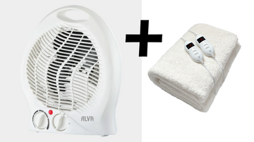 Alva Fan Heater 1000/ 2000W & Double Sherpa Electric Blanket 137x188 Combo