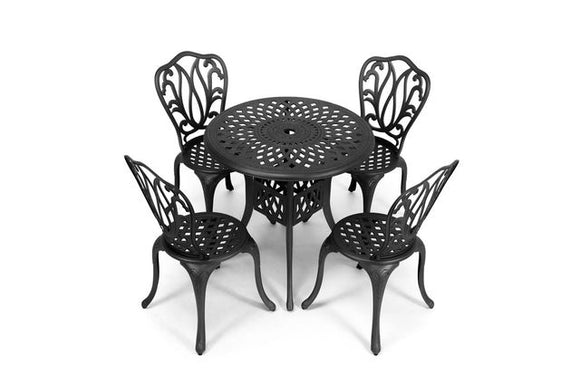 Anray 4 Seater Lisa with 78cm Patio Table Set ROUND - Black