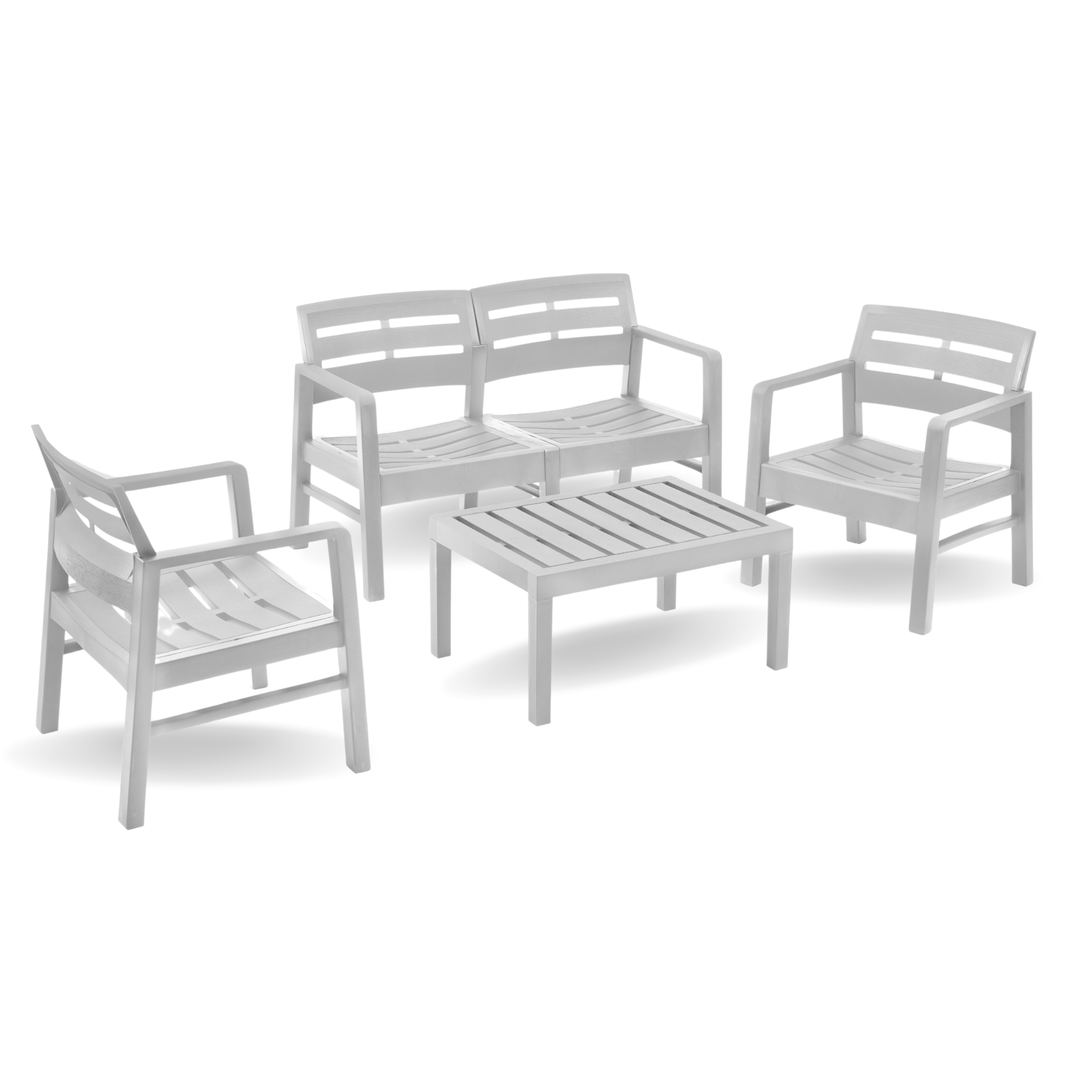 Image of a ECONOFURN Java 4 Piece Patio Set - White 1