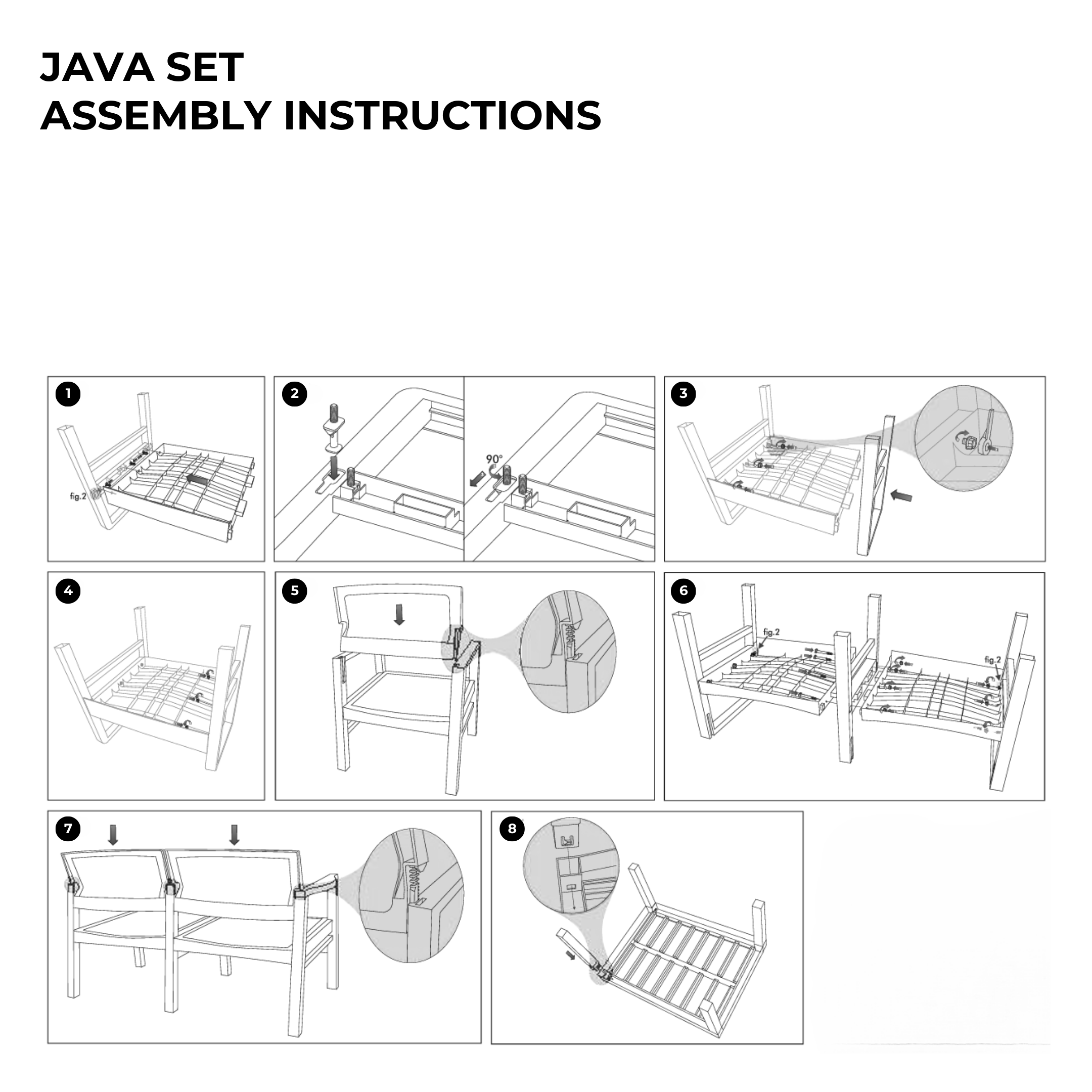 Image of a ECONOFURN Java 4 Piece Patio Set - White 2