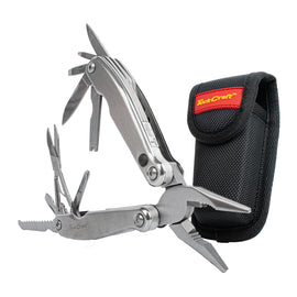 Image of a Tork Craft Multitool Silver With LED  Light & Nylon Pouch In Blister