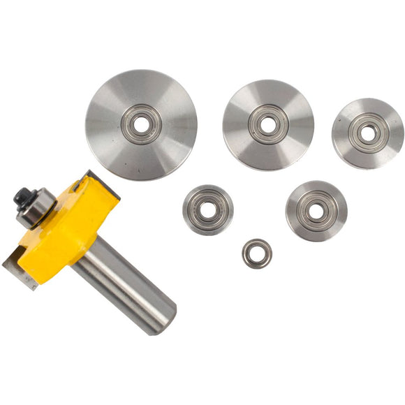 Image of a RABBETING BIT 1 1/2' X 1/16' DEPTH 9/16' 1/2'SHANK X 7 BEARINGS