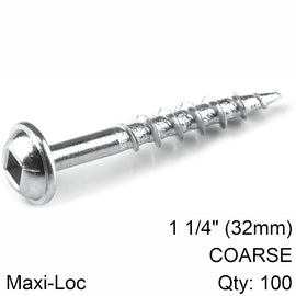 Image of a KREG ZINC POCKET HOLE SCREWS 32MM 1.25' #8 COARSE THREAD MX LOC 100CT