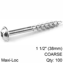 Image of a KREG ZINC POCKET HOLE SCREWS 38MM 1.50' #8 COARSE THREAD MX LOC 100CT