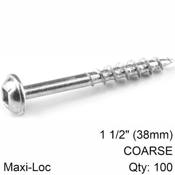 Image of a KREG ZINC POCKET HOLE SCREWS 38MM 1.50' #8 COARSE THREAD MX LOC 100CT