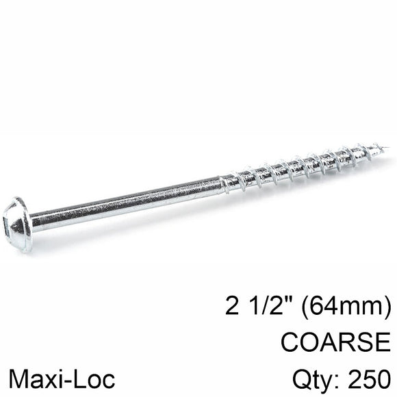 Image of a KREG ZINC POCKET HOLE SCREWS 64MM 2.50' #8 COARSE THREAD MX LOC 250CT