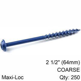 Image of a KREG BLUE KOTE POCKET HOLE SCREWS 64MM 2.50' #8 COARSE THREAD MX LOC 2