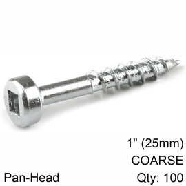 Image of a KREG ZINC POCKET HOLE SCREWS 25MM 1.00' #7 COARSE THREAD PAN HEAD 100C