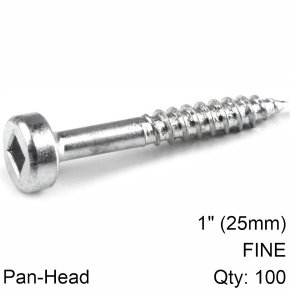Image of a KREG ZINC POCKET HOLE SCREWS 25MM 1.00' #6 FINE THREAD PAN HEAD 100CT