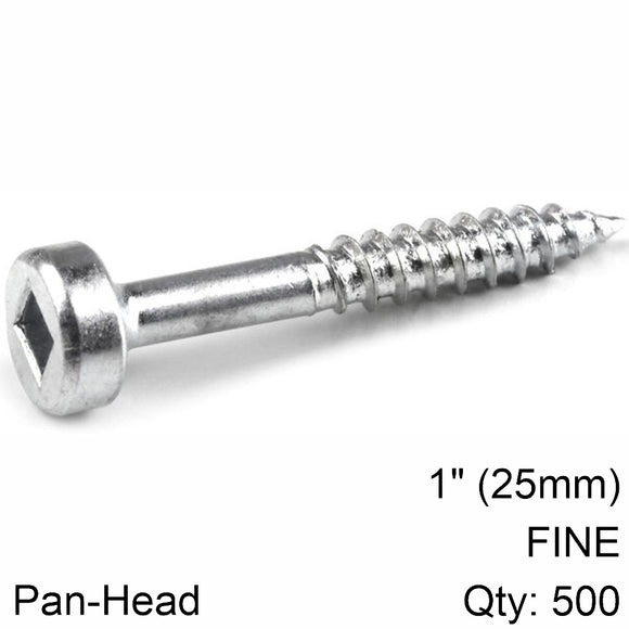 Image of a KREG ZINC POCKET HOLE SCREWS 25MM 1.00' #6 FINE THREAD PAN HEAD 500CT