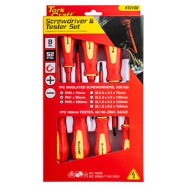 Image of a Tork Craft 8pc Screwdriver & Tester Set Electricians Insulated VDE