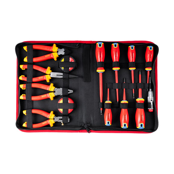 Image of a Tork Craft 14pc Screwdriver (PH/SL) & Hand Tools Set Electricians Insulated VDE