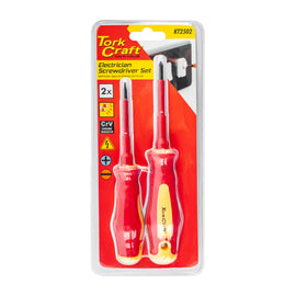 Image of a Tork Craft 2pc Screwdriver Insulated VDE 3.5x75mm Slotted & PH1 x80mm