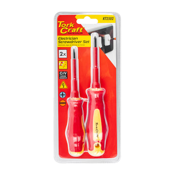 Image of a Tork Craft 2pc Screwdriver Insulated VDE 3.5x75mm Slotted & PH1 x80mm
