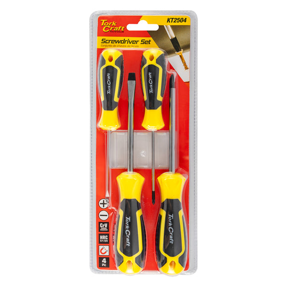 Image of a Tork Craft 4pc Screwdriver Set ( PH2 x100mm Ph0x75mm Sl3x75mm 6x100mm)
