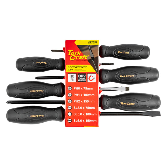 Image of a Tork Craft 6pc Screwdriver Set Black Handle