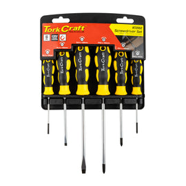 Image of a Tork Craft 6pc Screwdriver Set With Wall Mountable Rack Ph Sl